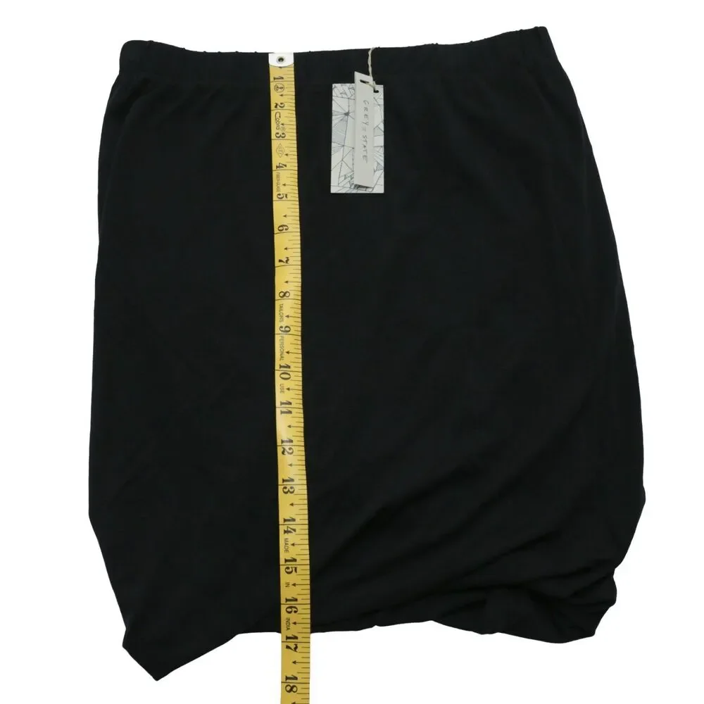 Grey State Sz 1 Marais Skirt Noir Black Stretch Pull On Casual Midi‎ Skirt Women